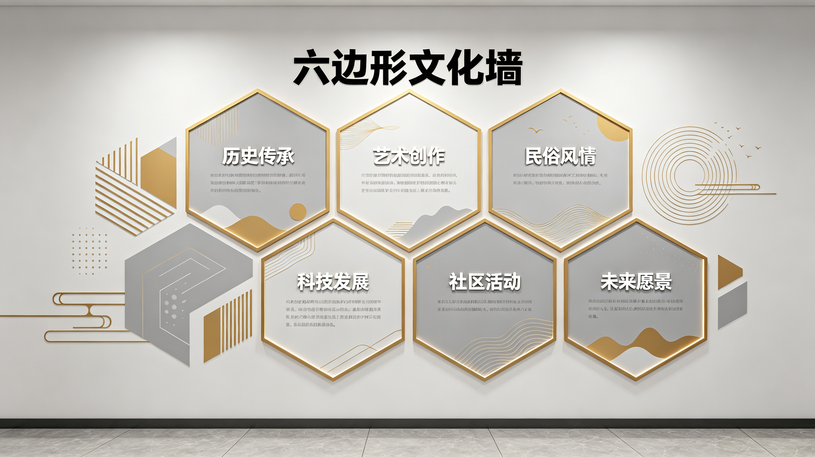  商城企业文化墙 | 六边形信息美学
